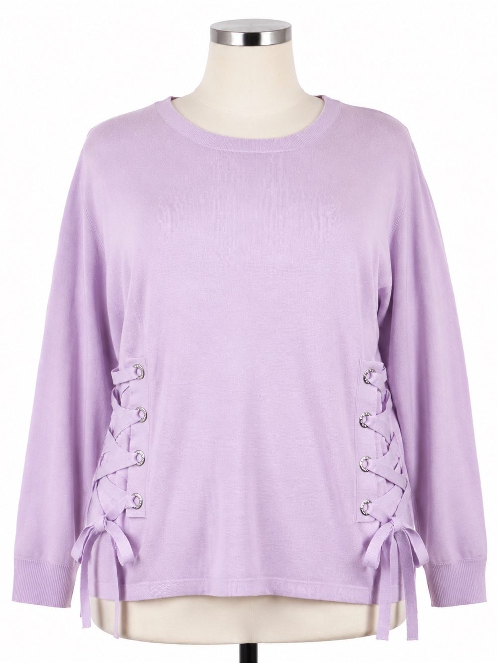 INC International Concepts Lavender Lace-Up Side Sweater